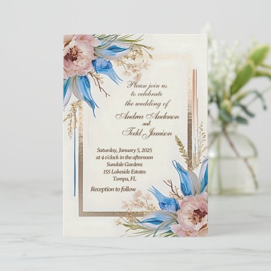 Blauwogige grasbloem kaart (Staand voorkant)