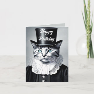Blauwogige Kat in een Hoge Hoed Kaart