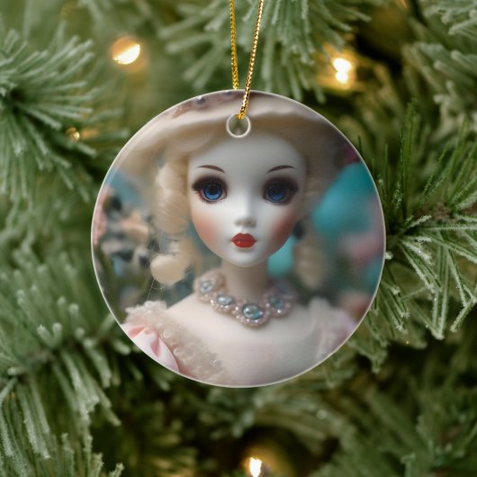 Blauwogige  pop, keramisch ornament (Boom)