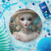 Blauwogige  pop, papieren bordje (Feest)