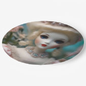 Blauwogige  pop, papieren bordje (Gekanteld)