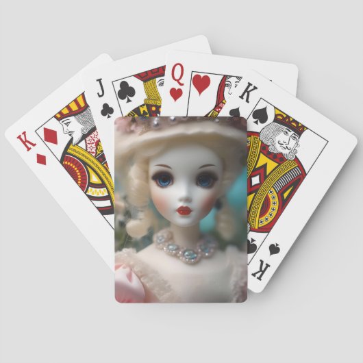 Blauwogige  pop, pokerkaarten (Achterkant)