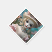 Blauwogige  pop, servet (Hoek)