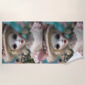 Blauwogige  pop, strandlaken (Voorkant)