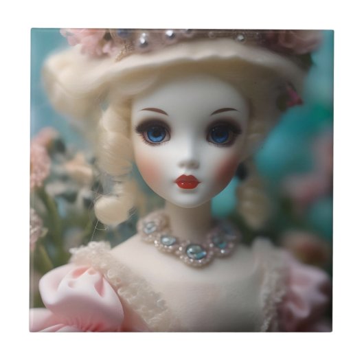 Blauwogige  pop, tegeltje (Voorkant)