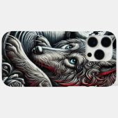 Blauwogige Wolf Night Art Case-Mate iPhone Case (Achterkant (horizontaal))