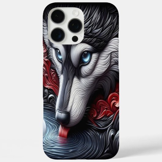 Blauwogige Wolf Reflectie Scene Case-Mate iPhone Case (Achterkant)
