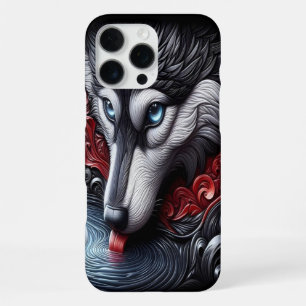 Blauwogige Wolf Reflectie Scene iPhone 16 Pro Max Hoesje
