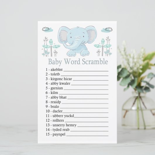 Blauwolifant Baby word scramble game (Staand voorkant)