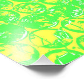 Blauwomhulsel van groene en gele pop foto afdruk (Hoek)