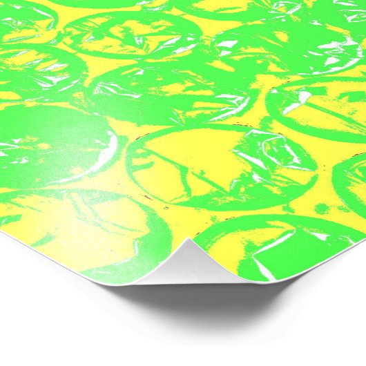 Blauwomhulsel van groene en gele pop foto afdruk (Hoek)