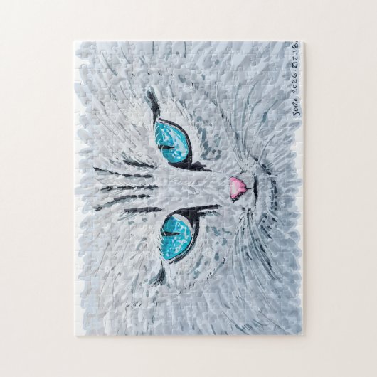 Blauwoog Fluffy Kat Legpuzzel (Verticaal)