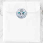 Blauwoog Fluffy Kat Ronde Sticker (Tas)