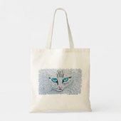 Blauwoogige Pluizige Kat Tote Bag (Achterkant)