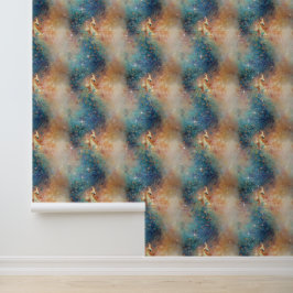 blauwOranje pauw Behang