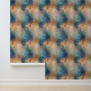 blauwOranje pauw Behang