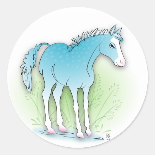 blauwpaard ronde sticker (Voorkant)