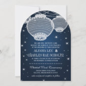 Blauwpapierlantaarns onder de sterren kaart (Voorkant)