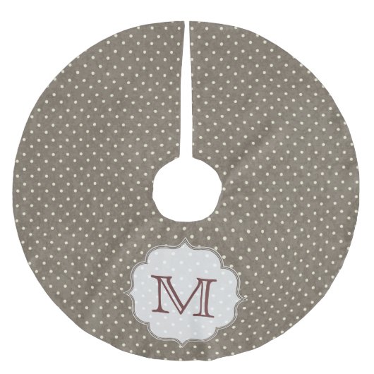 Blauwpokadot Monogram Initiaal Kerstboom Rok (Voorkant)