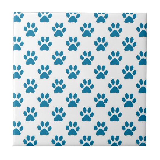 Blauwpuppy paw printpatroon tegels tegeltje (Voorkant)