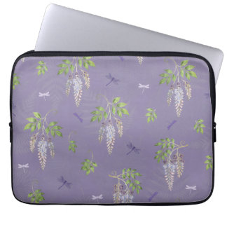 Blauwregen, varens, & Libellen Laptop Sleeve