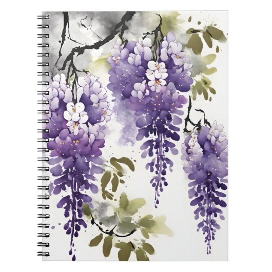 Blauwregen - Waterverf bloemen Notitieboek (Voorkant)