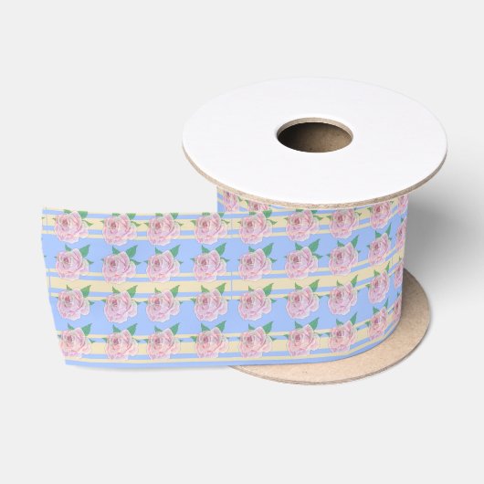 Blauwregent Rozen Satin Ribbon Satijnen Lint (Spoel)