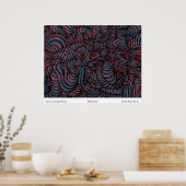 Blauwrode halve zilveren poster (Keuken)