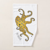 Blauwrode octopus cartoon illustratie bad handdoek (Handdoek)
