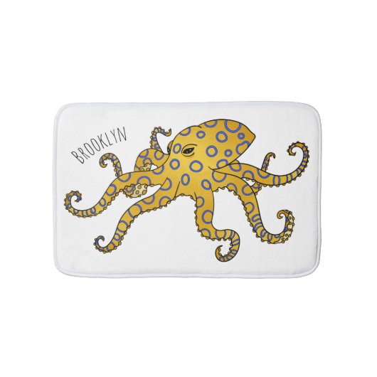Blauwrode octopus cartoon illustratie badmat (Voorkant)