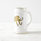 Blauwrode octopus cartoon illustratie bierpul (Voorkant rechts)