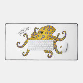 Blauwrode octopus cartoon illustratie bureaumat (Keyboard & Muis)
