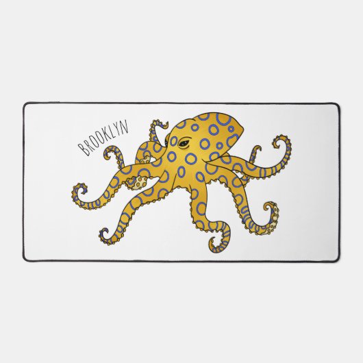 Blauwrode octopus cartoon illustratie bureaumat (Voorkant)
