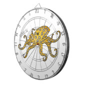 Blauwrode octopus cartoon illustratie dartbord (Voorkant Rechts)