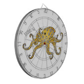 Blauwrode octopus cartoon illustratie dartbord (Voorkant Links)