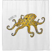 Blauwrode octopus cartoon illustratie douchegordijn (Voorkant)