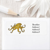 Blauwrode octopus cartoon illustratie etiket (Insitu)