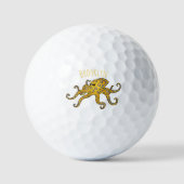 Blauwrode octopus cartoon illustratie golfballen (Voorkant)