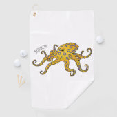 Blauwrode octopus cartoon illustratie golfhanddoek (Insitu)