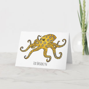 Blauwrode octopus cartoon illustratie kaart