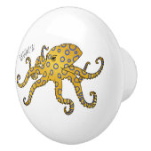 Blauwrode octopus cartoon illustratie keramische knop (Rechts)