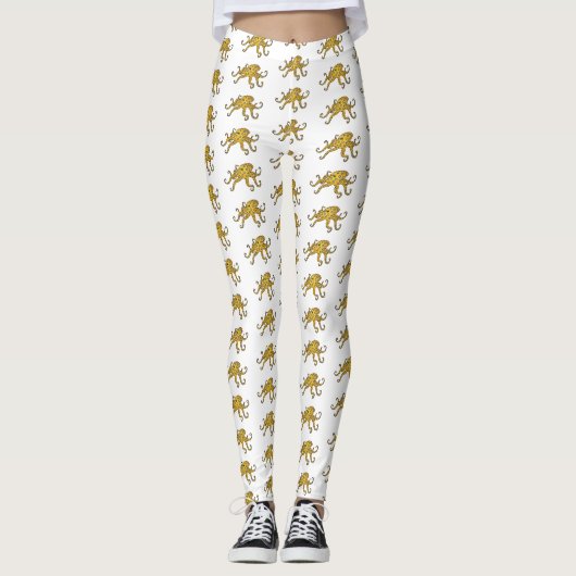 Blauwrode octopus cartoon illustratie leggings (Voorkant)
