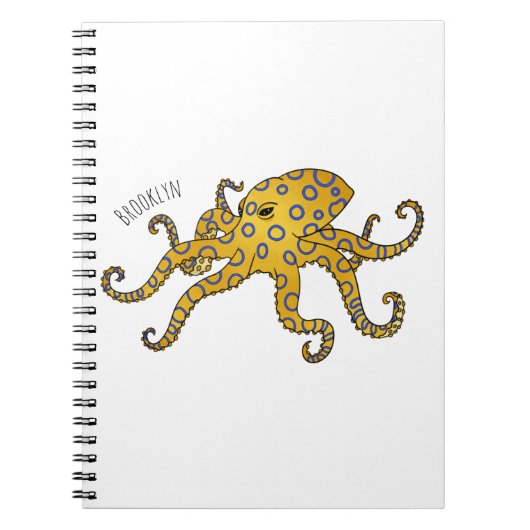 Blauwrode octopus cartoon illustratie notitieboek (Voorkant)