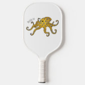 Blauwrode octopus cartoon illustratie pickleball paddle (Achterkant)