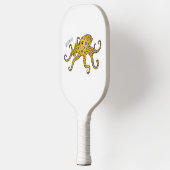 Blauwrode octopus cartoon illustratie pickleball paddle (Links)