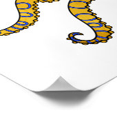 Blauwrode octopus cartoon illustratie poster (Hoek)