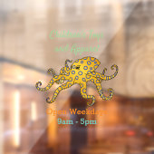 Blauwrode octopus cartoon illustratie raamsticker (Vel 2)