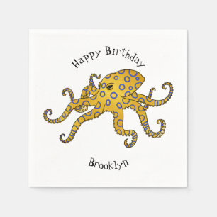 Blauwrode octopus cartoon illustratie servet