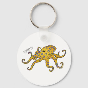 Blauwrode octopus cartoon illustratie sleutelhanger