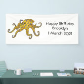 Blauwrode octopus cartoon illustratie spandoek (Beurs)